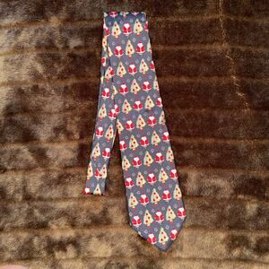 The Windsor Collection 100% Silk Santa Claus Christmas Tree Necktie Italy